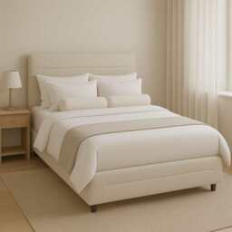 Cibor Wooden Bed Frame with 2 Drawers Single Bed or Double Bed, Double Size Frame / Cream - thumbnail 1
