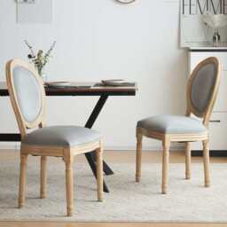 Set of 2 Oxford Classic Style Dining Chairs, Grey Velvet With Oak Leg - thumbnail 2