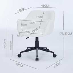 White Boucle Swivel Office Chair Armchair Adjustable Chair - thumbnail 7
