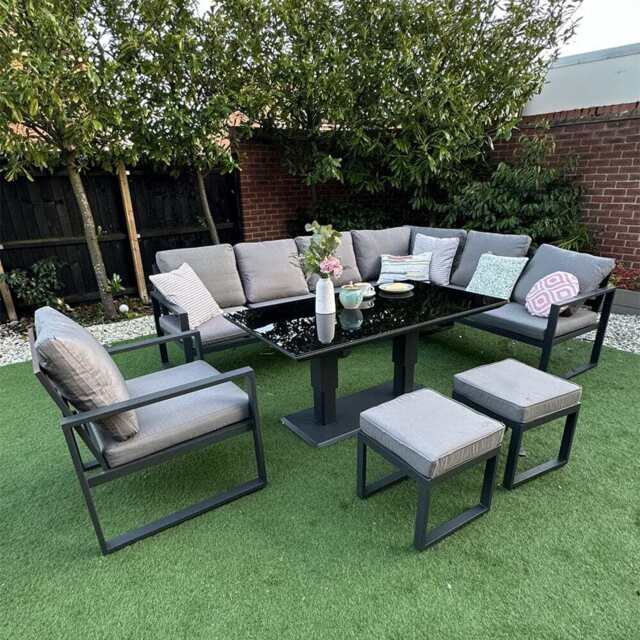 Nice Outdoor Garden Furniture 9 Seater Sofa Rising Table Set - image 1