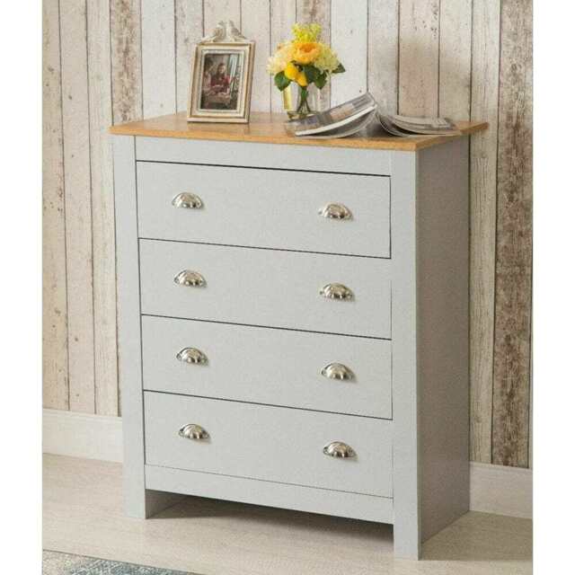 Heritage 4 Drawer Chest Bedroom Storage Cabinet, Grey - image 1