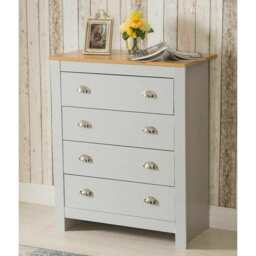 Heritage 4 Drawer Chest Bedroom Storage Cabinet, Grey