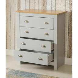 Heritage 4 Drawer Chest Bedroom Storage Cabinet, Grey - thumbnail 2