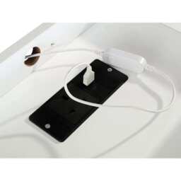 Mercury Ridged Beside Storage Cabinet Bedside Table with Light Strip and Rechargeable Plug - thumbnail 8