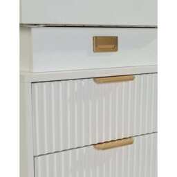 Mercury Ridged Beside Storage Cabinet Bedside Table with Light Strip and Rechargeable Plug - thumbnail 6