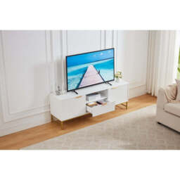 Mercury Modern Ridged TV Unit, Matte White - thumbnail 8