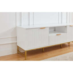 Mercury Modern Ridged TV Unit, Matte White - thumbnail 7