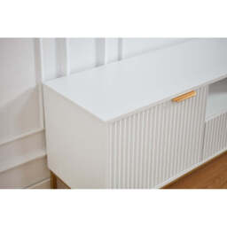 Mercury Modern Ridged TV Unit, Matte White - thumbnail 3