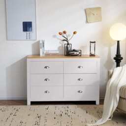Heritage 6 Drawer Chest Bedroom Storage Cabinet, White - thumbnail 1