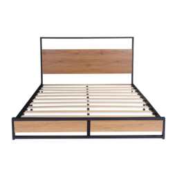 Belluno Industrial Style Wooden Bed Frame, Double Size Frame - thumbnail 3