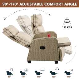 Outdoor Garden Furniture Rattan Recliner Armchair - thumbnail 3