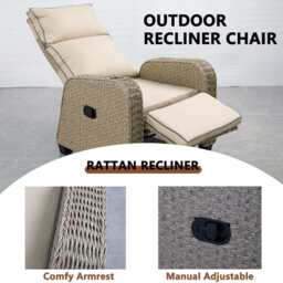 Outdoor Garden Furniture Rattan Recliner Armchair - thumbnail 8