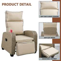Outdoor Garden Furniture Rattan Recliner Armchair - thumbnail 6