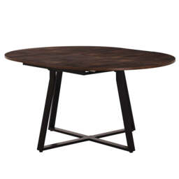 Belluno Industrial Style 160cm Round Extending Dining Table, Check - thumbnail 7