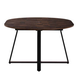 Belluno Industrial Style 160cm Round Extending Dining Table, Check - thumbnail 8