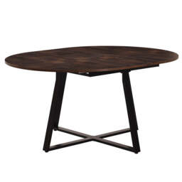 Belluno Industrial Style 160cm Round Extending Dining Table, Check - thumbnail 9