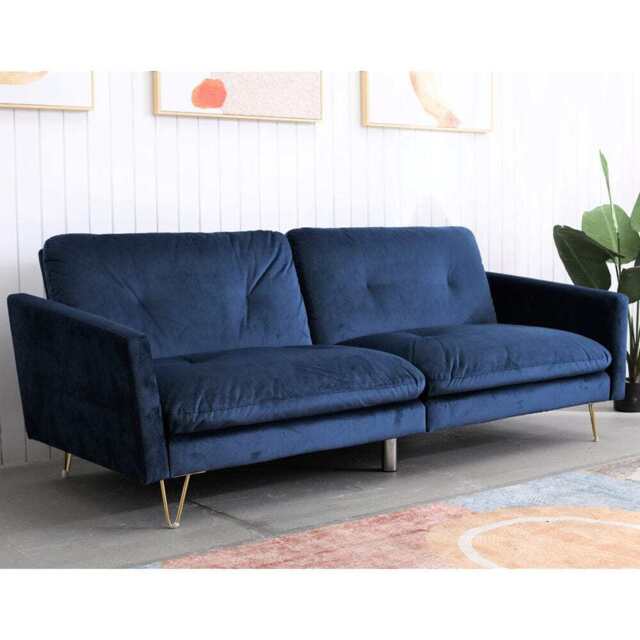 Alessia Velvet Sofa Bed, Blue