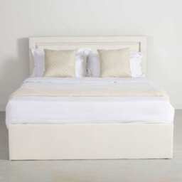 Modern White PU Bed Frame with 4 Drawers Storage and LED Light Head Board and Charging Ports, White / Double Size Frame - thumbnail 3