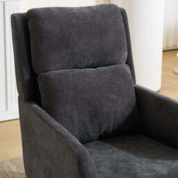 Modern Linen Accent Chair with Wooden Frame, Grey - thumbnail 4