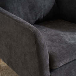Modern Linen Accent Chair with Wooden Frame, Grey - thumbnail 5