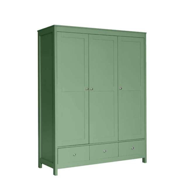 Neo 3 Door 3 Drawer Wardrobe Storage Wardrobe, Sage Green - image 1