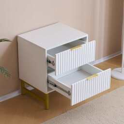 Mercury Ridged 2 Drawers Storage Bedside Table, One Bedside Table - thumbnail 4