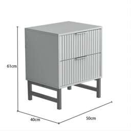 Mercury Ridged 2 Drawers Storage Bedside Table, One Bedside Table - thumbnail 9