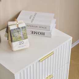 Mercury Ridged 2 Drawers Storage Bedside Table, One Bedside Table - thumbnail 8