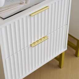 Mercury Ridged 2 Drawers Storage Bedside Table, One Bedside Table - thumbnail 5