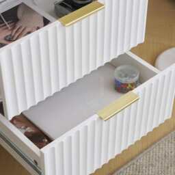 Mercury Ridged 2 Drawers Storage Bedside Table, One Bedside Table - thumbnail 6
