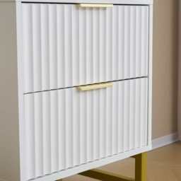 Mercury Ridged 2 Drawers Storage Bedside Table, One Bedside Table - thumbnail 7