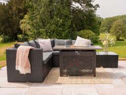 Vancouver Black 5‑Seater Outdoor Sofa Set with Fire Pit Table and Rain cover - thumbnail 3