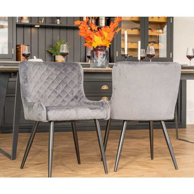 Set of 2 Lisa Velvet Dining Chair, Grey - image 1