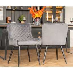 Set of 2 Lisa Velvet Dining Chair, Grey - thumbnail 1