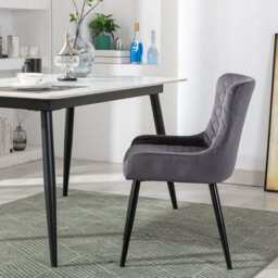 Set of 2 Lisa Velvet Dining Chair, Grey - thumbnail 2