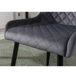 Set of 2 Lisa Velvet Dining Chair, Grey - thumbnail 9