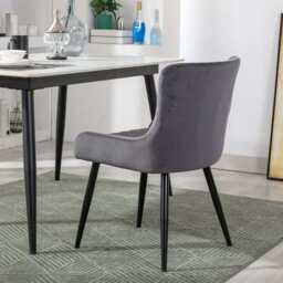Set of 2 Lisa Velvet Dining Chair, Grey - thumbnail 3