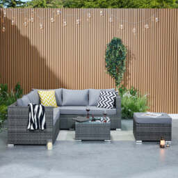 Vancouver Steel Frame 6‑Seater Corner Sofa Set with Ice Bucket Coffee Table, Grey - thumbnail 3