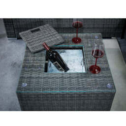Vancouver Steel Frame 6‑Seater Corner Sofa Set with Ice Bucket Coffee Table, Grey - thumbnail 4