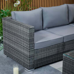 Vancouver Steel Frame 6‑Seater Corner Sofa Set with Ice Bucket Coffee Table, Grey - thumbnail 6