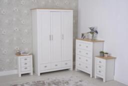 Heritage 4 Piece Bedroom Wardrobe Chest Set With Bedside Tables, White - thumbnail 2