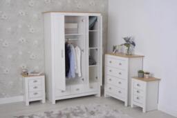 Heritage 4 Piece Bedroom Wardrobe Chest Set With Bedside Tables, White - thumbnail 3