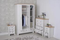 Heritage 4 Piece Bedroom Wardrobe Chest Set With Bedside Tables, White - thumbnail 4