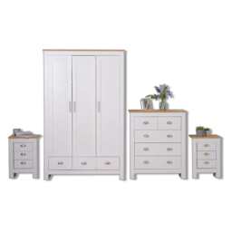 Heritage 4 Piece Bedroom Wardrobe Chest Set With Bedside Tables, White - thumbnail 6