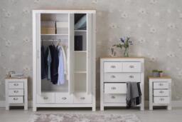 Heritage 4 Piece Bedroom Wardrobe Chest Set With Bedside Tables, White - thumbnail 5