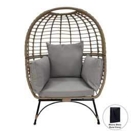 Bradway KD Leisure Standing Chair Rattan Outdoor Egg Chair In Yellow, With Rain Cover