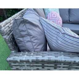 Rosen Rattan Garden Furniture 9 Seater Corner Sofa Rising Table Set With Bench And Stool, With Rain Cover - thumbnail 8