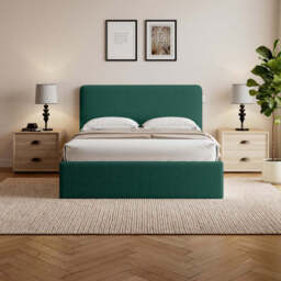 Elvie Ottoman Storage Pneumatic Lift Up Bed Frame Double or King Bed, Double / Emerald Green Velvet - thumbnail 2