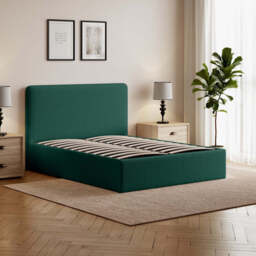 Elvie Ottoman Storage Pneumatic Lift Up Bed Frame Double or King Bed, Double / Emerald Green Velvet - thumbnail 3