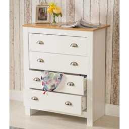 Heritage 4 Drawer Chest Bedroom Storage Cabinet, White - thumbnail 1